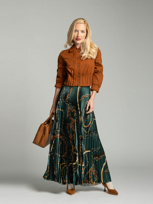 Marc Cain Pleated Skirt with Chain Print