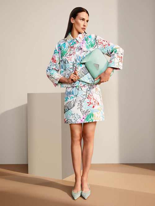 Marc Cain Mini Skirt with Arty Leaf Motif
