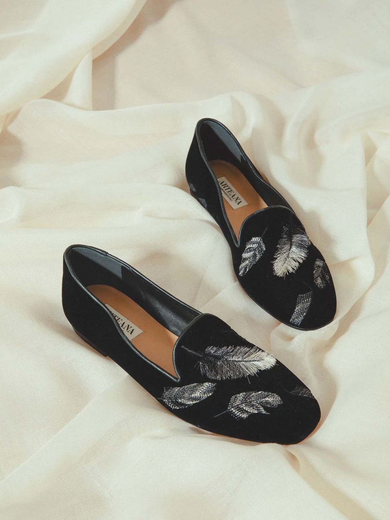 Arteana Gigi Velvet Smoking Slipper with 3D Embroidery
