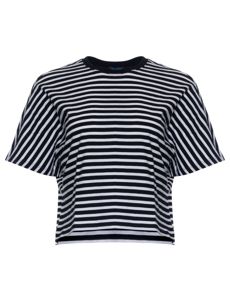 Patrick Assaraf Stripe Dolman Crewneck T-Shirt