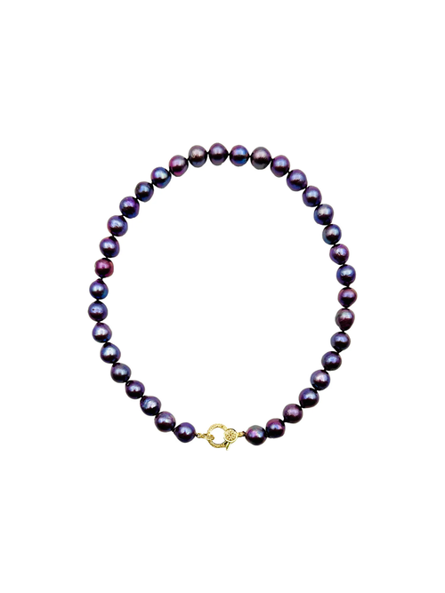 JMNYC Studio Violet Round Necklace with Vermeil Diamond Clasp