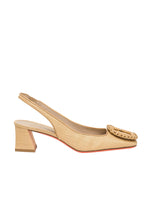 Santoni Raffia Mid Heel Slingback