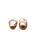 Natural Baroque Pearl Sterling Post Earring