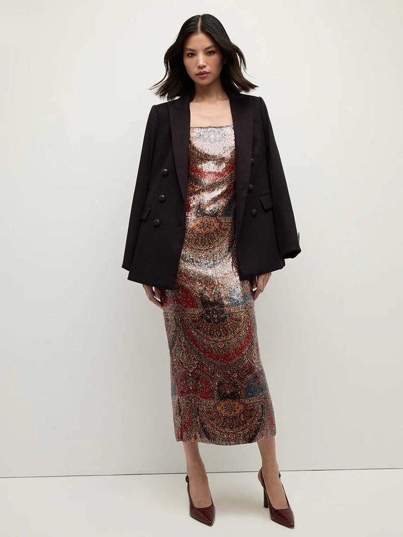 leda sequin dress veronica beard Veronica Beard Leda Sequin Dress | Red Multi