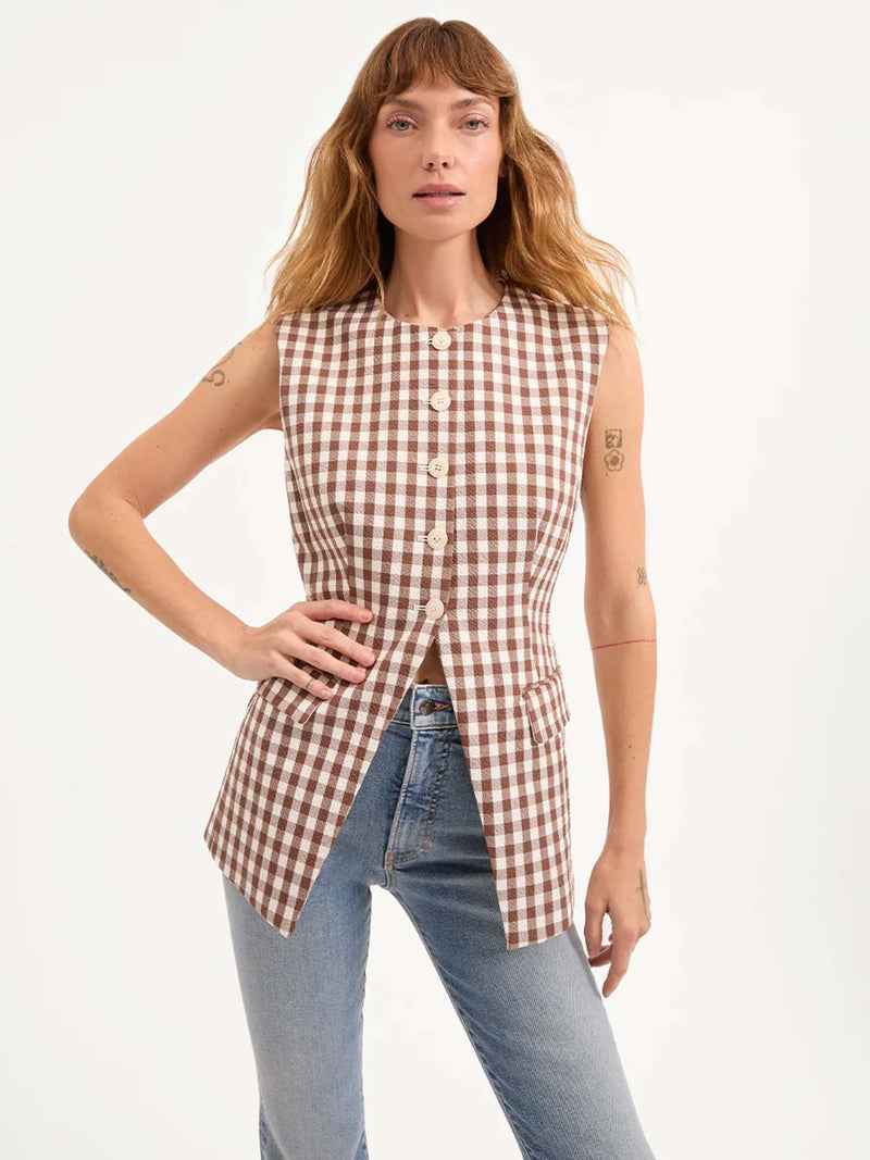 Veronica Beard Lois Gingham Seersucker Vest