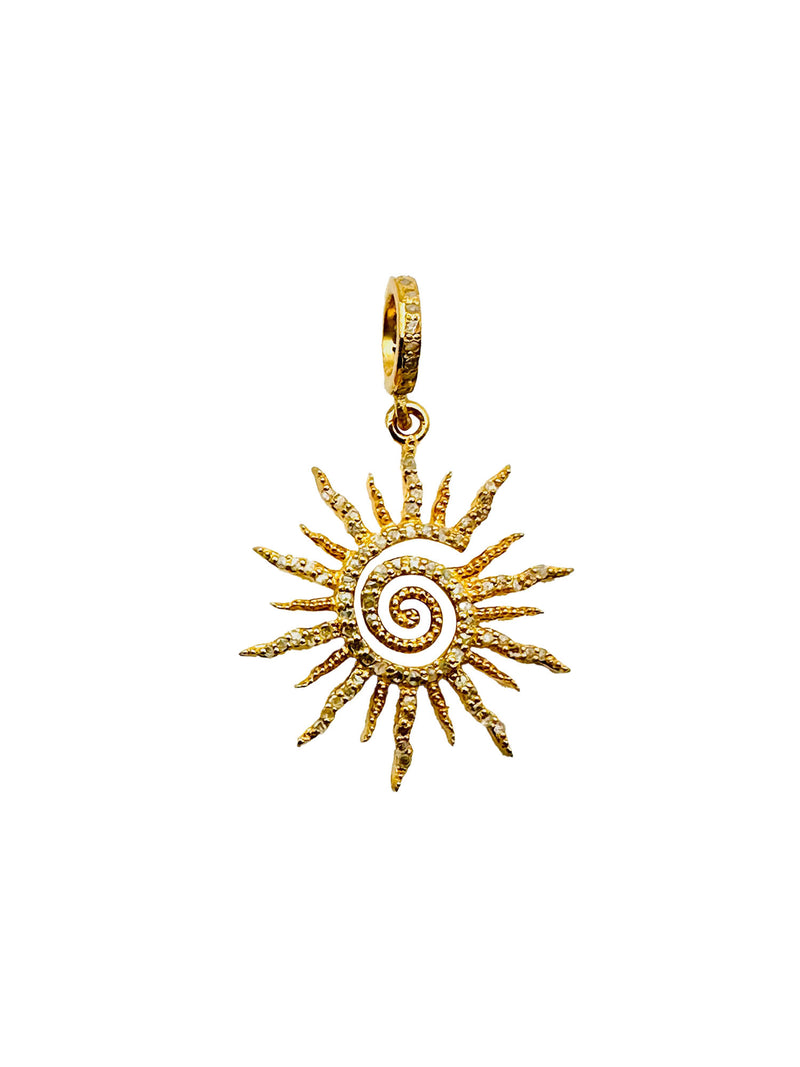 JMNYC Studio Gold Vermeil Pave Diamond Spiral Sun Pendant