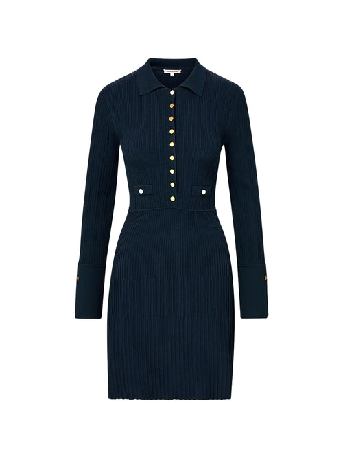 Veronica Beard Lauper Knit Mini Ribbed Shirtdress