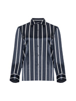 Patrick Assaraf Long Sleeve Silk Satin Boyfriend Shirt