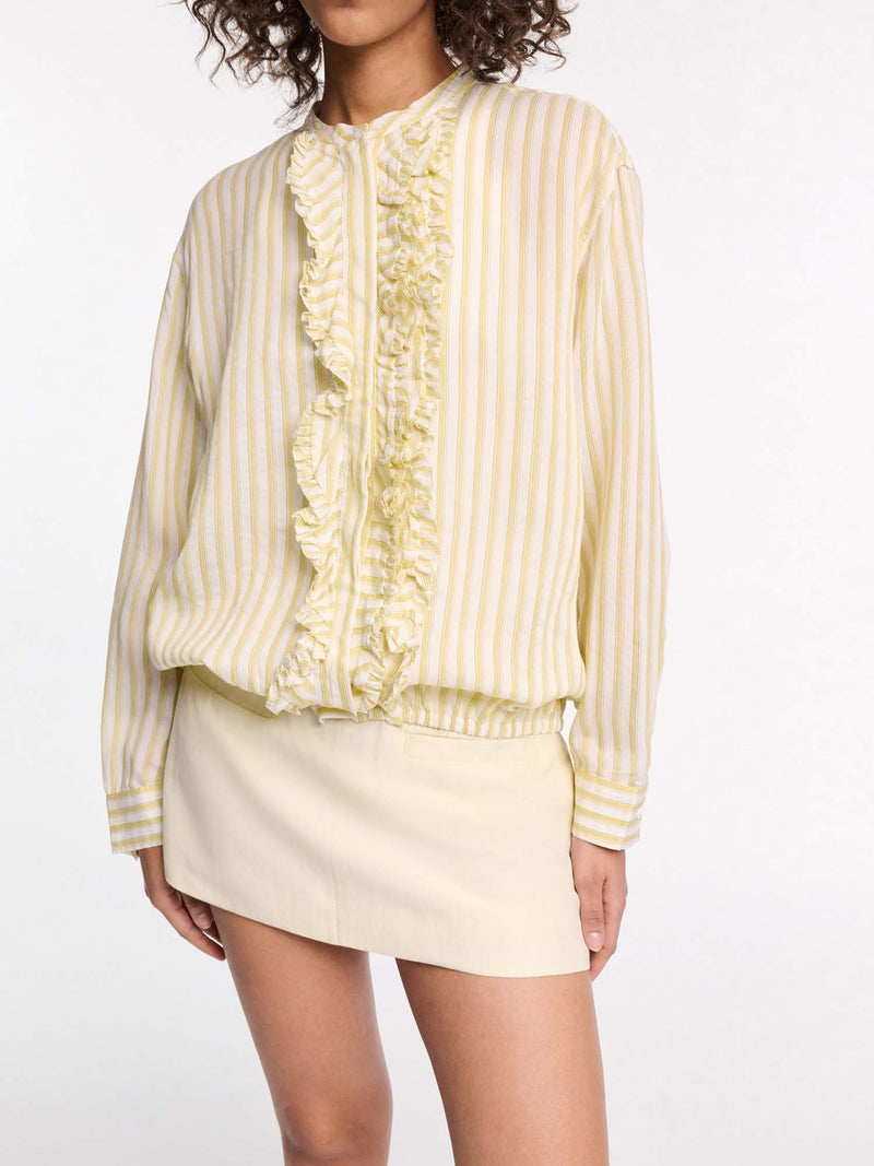 Dorothee Schumacher Cool Stripe Blouse with Ruffle