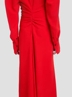 Victoria Beckham Long Sleeve Polo Collar Midi Dress
