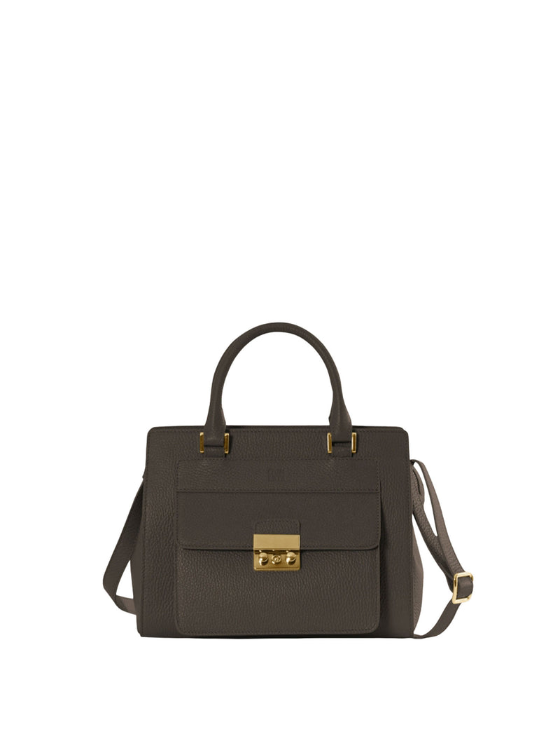 Cinzia Rocca Leather Structured Bag with Metal Closure