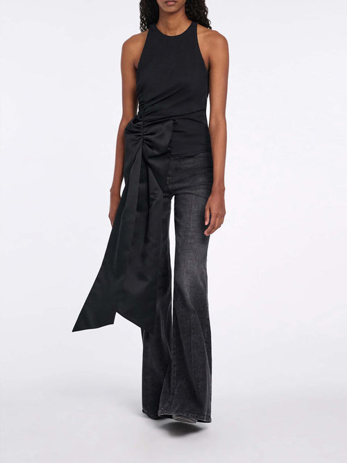 Dorothee Schumacher Poplin Power Sleeveless Top with Silk Duchesse Satin Bow
