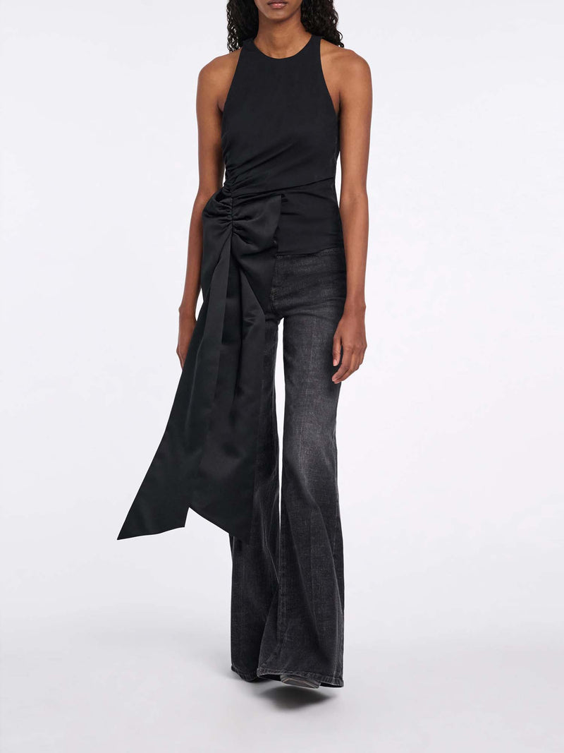 Dorothee Schumacher Poplin Power Sleeveless Top with Silk Duchesse Satin Bow