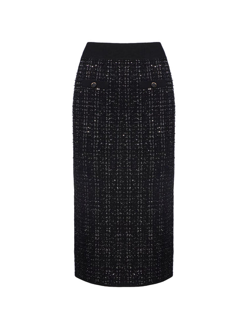 Veronica Beard Corbin Knit Tweed Midi Skirt