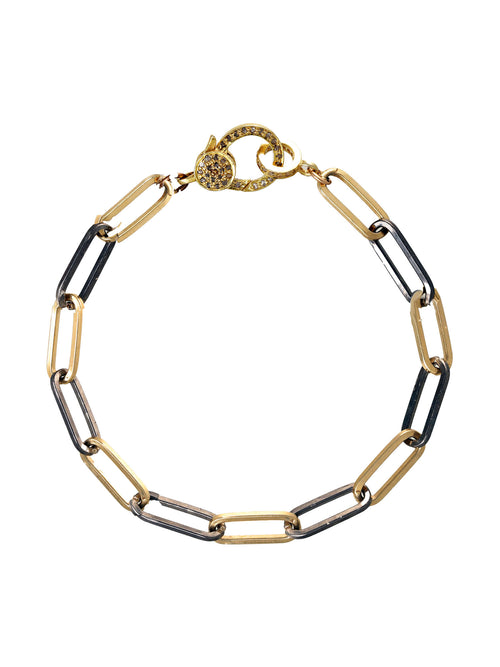 Margo Morrison Italian 2-Tone Paperclip, Diamond Clasp Bracelet