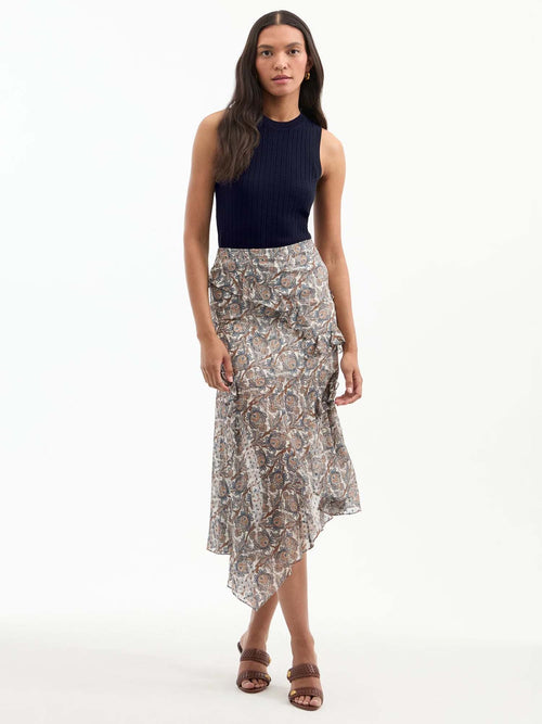 Veronica Beard Eleonora Silk Midi Skirt