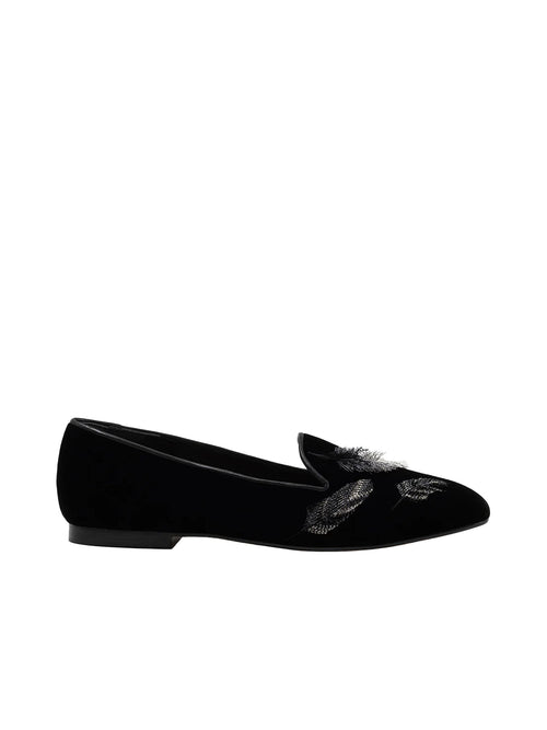 Arteana Gigi Velvet Smoking Slipper with 3D Embroidery