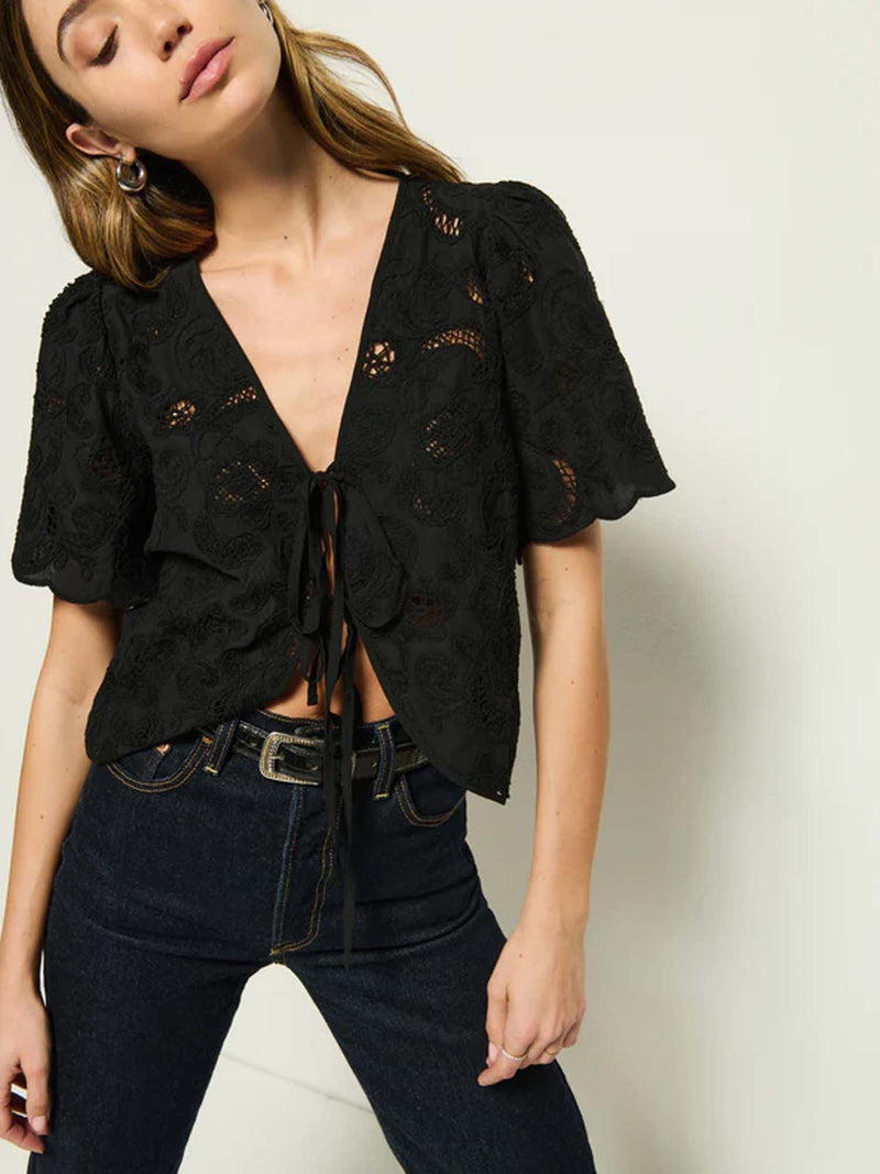 Nation Rosalyn Tie Front Top