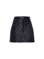 Frame Quilted Leather Skirt
