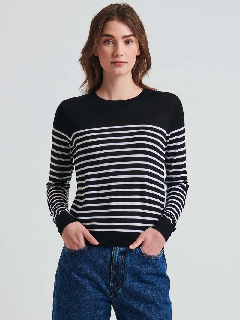 Patrick Assaraf Merino Striped Crewneck