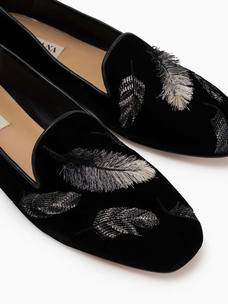 Arteana Gigi Velvet Smoking Slipper with 3D Embroidery