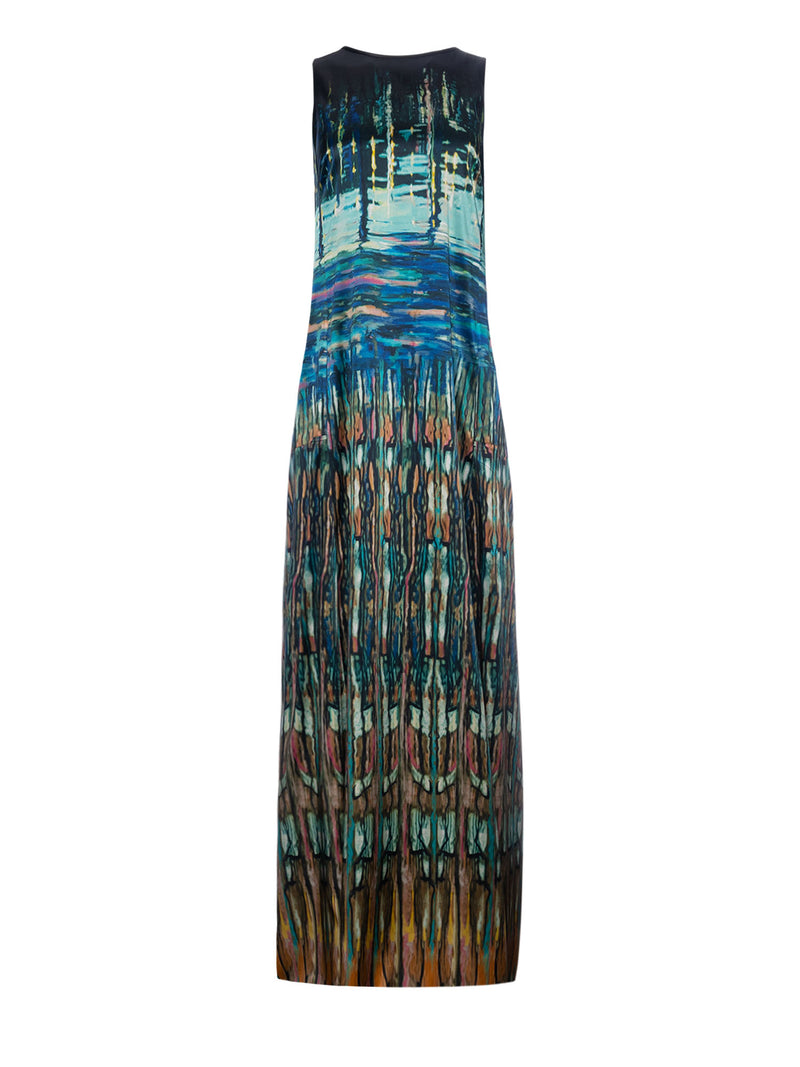 Mi Jong Lee Long Trapeze Gown with Back Cascade Detail