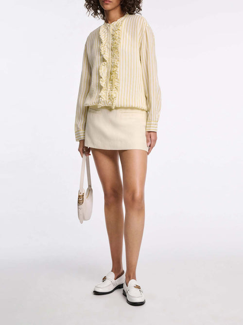 Dorothee Schumacher Cool Stripe Blouse with Ruffle