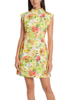 Marc Cain Midi Floral Design Dress with Short Wing Sleeves