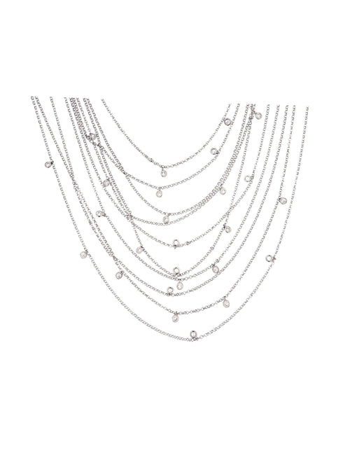 Lincetto Gioielli Chain Necklace with White Stones