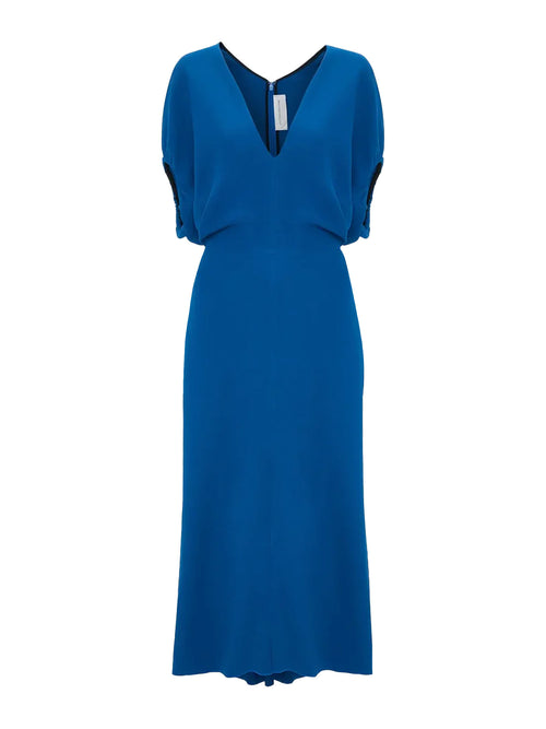 Victoria Beckham Blouson Detail Midi Dress