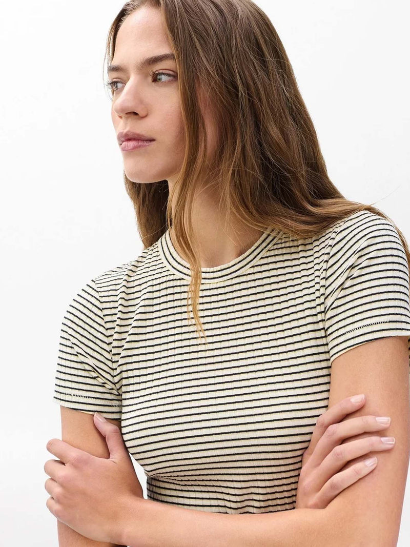 Rag &amp; Bone Luca Striped Ribbed Baby Tee