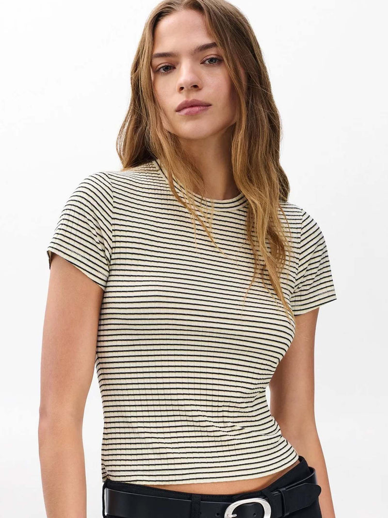 Rag &amp; Bone Luca Striped Ribbed Baby Tee