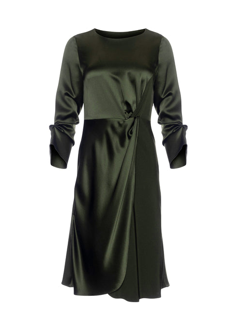 Mi Jong Lee Satin Faux Wrap Dress