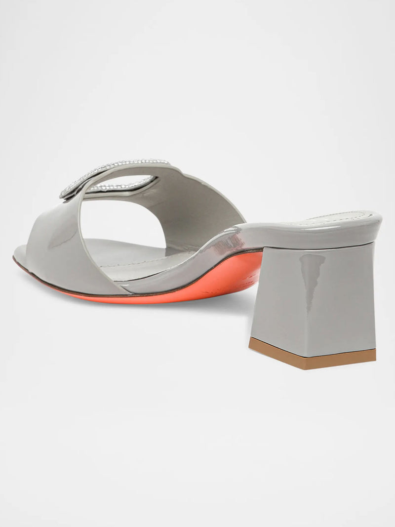 Santoni Marta Patent Crystal-Buckle Mules