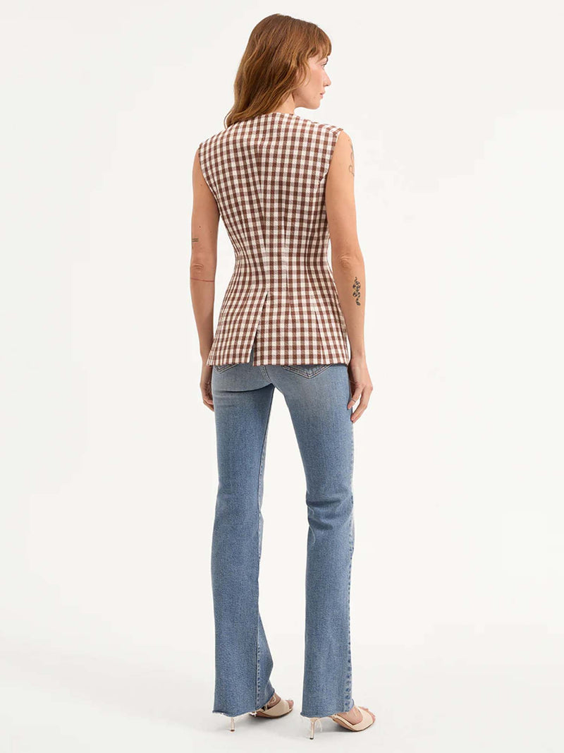 Veronica Beard Lois Gingham Seersucker Vest