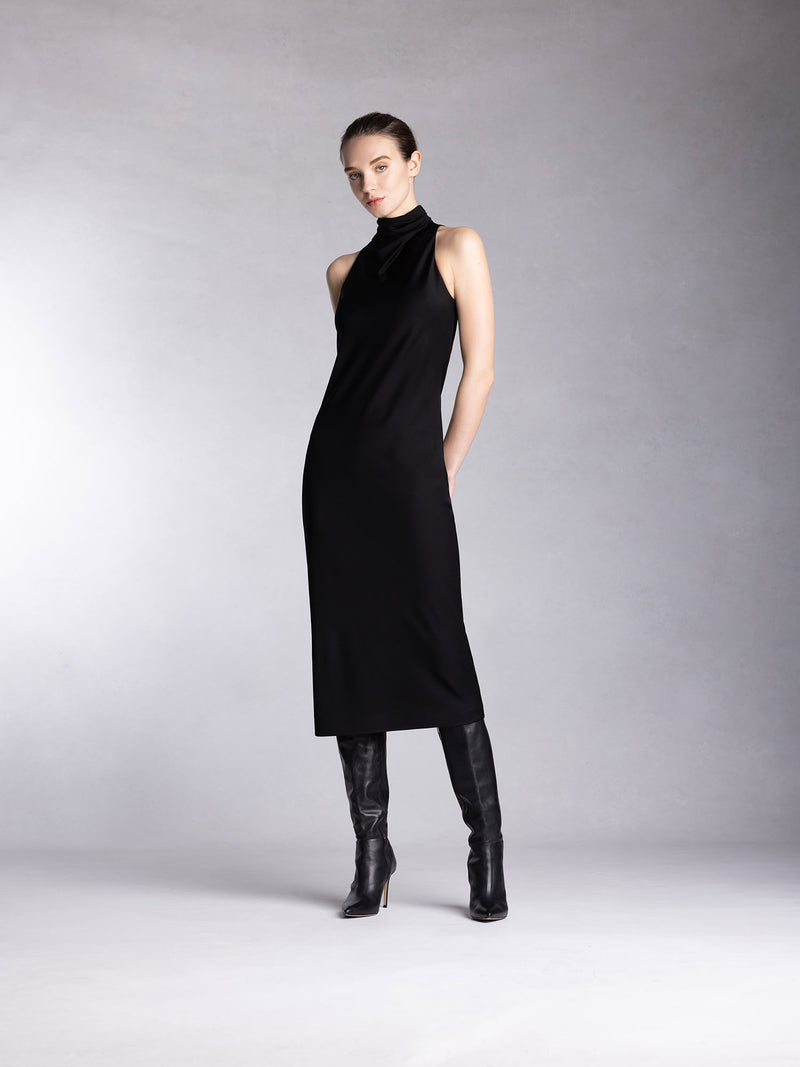 Mi Jong Lee Matte Jersey High Neck Cowl Dress Hangar9 Fashion Canada Black 8
