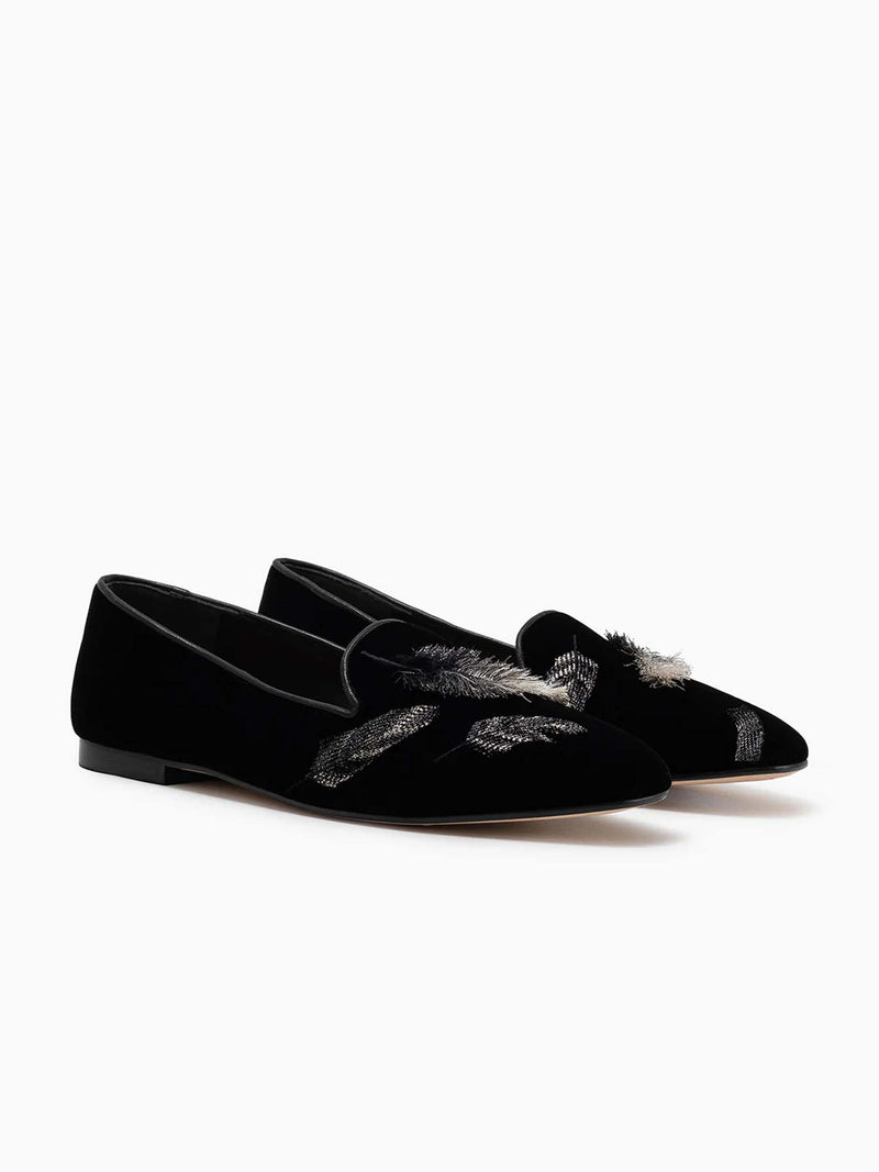Arteana Gigi Velvet Smoking Slipper with 3D Embroidery