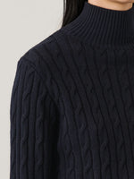 Patrick Assaraf Merino Cable Relaxed Mock Neck