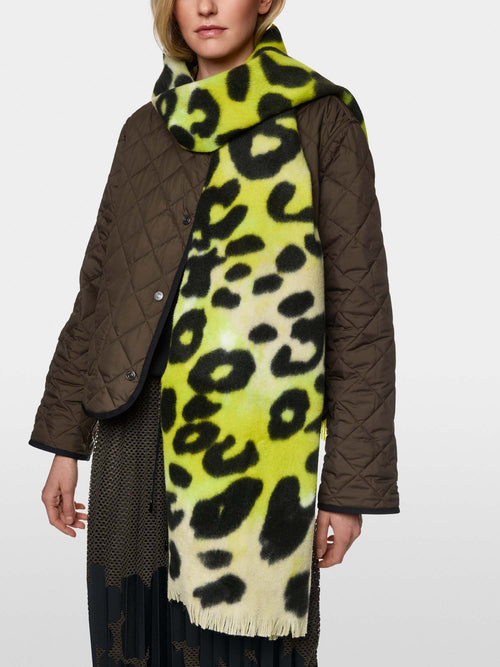 Marc Cain Sports Wool Scarf with Leopard Print