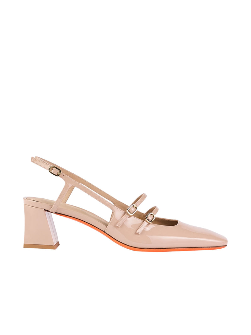 Santoni Patent Leather Slingback Mary Jane Pumps