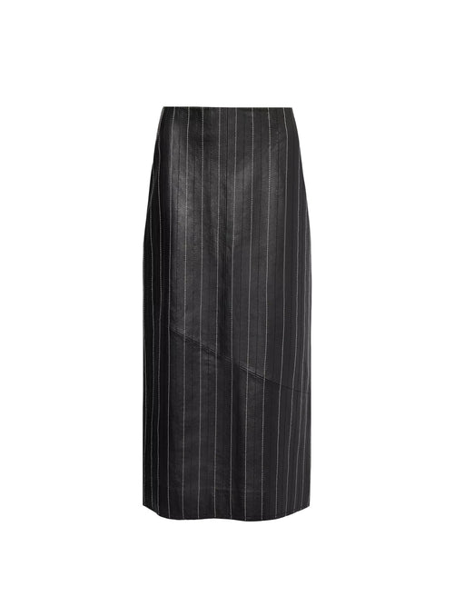 Victoria Beckham Kick-Detail Midi Pinstripe Skirt