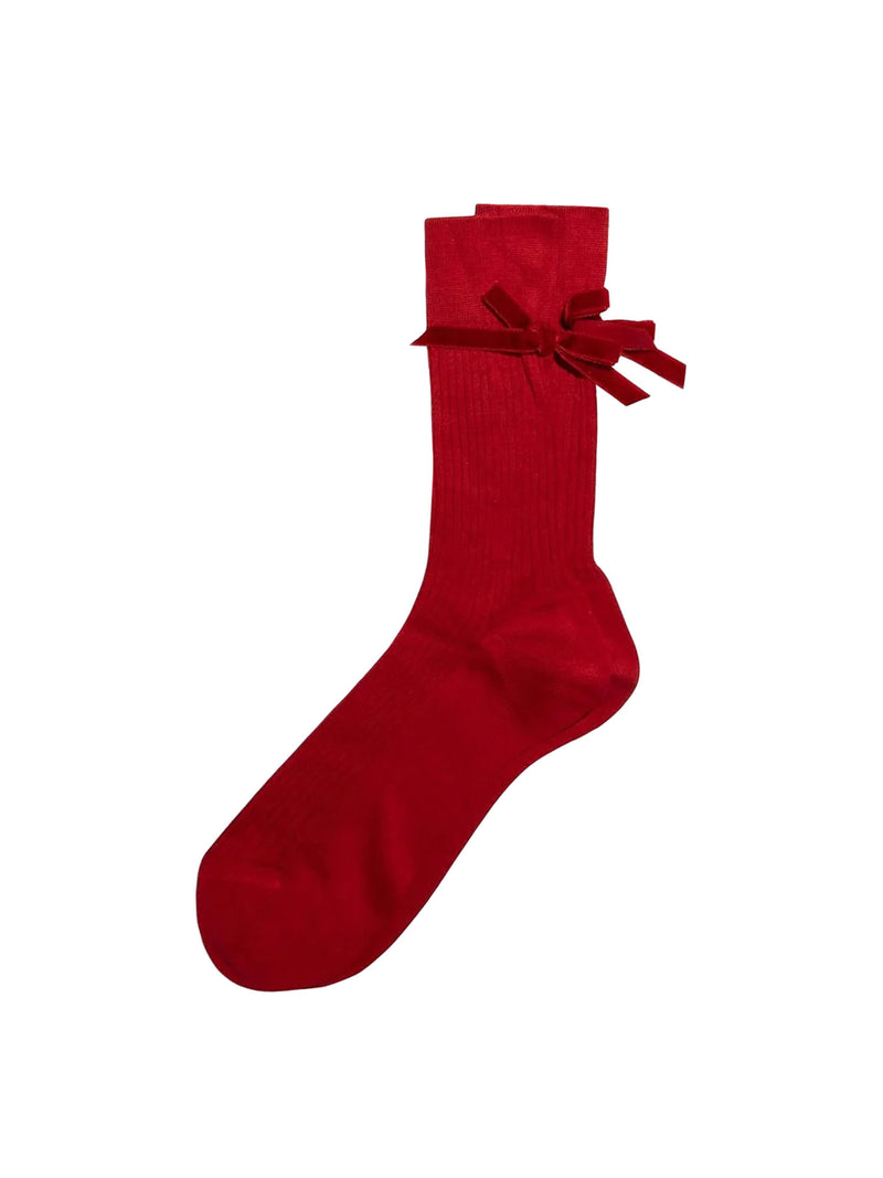 Maria La Rosa Ribbed Velvet Bow Socks