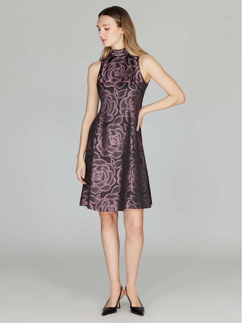 Mi Jong Lee Rose Dot Jacquard Short Dress