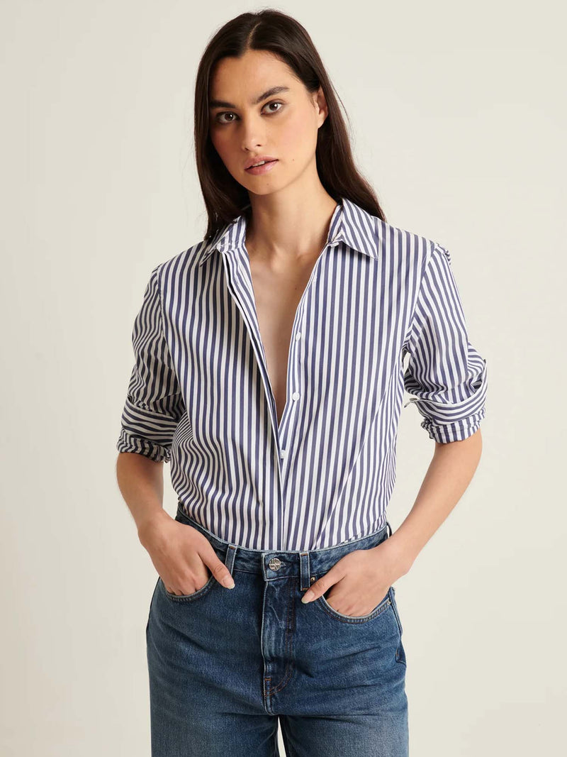 Patrick Assaraf Long Sleeve Striped Shirt