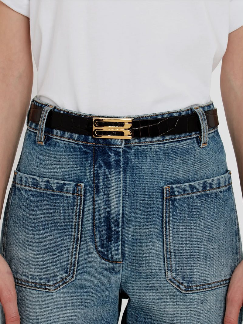 Victoria Beckham Croc Embossed Regular Frame Belt