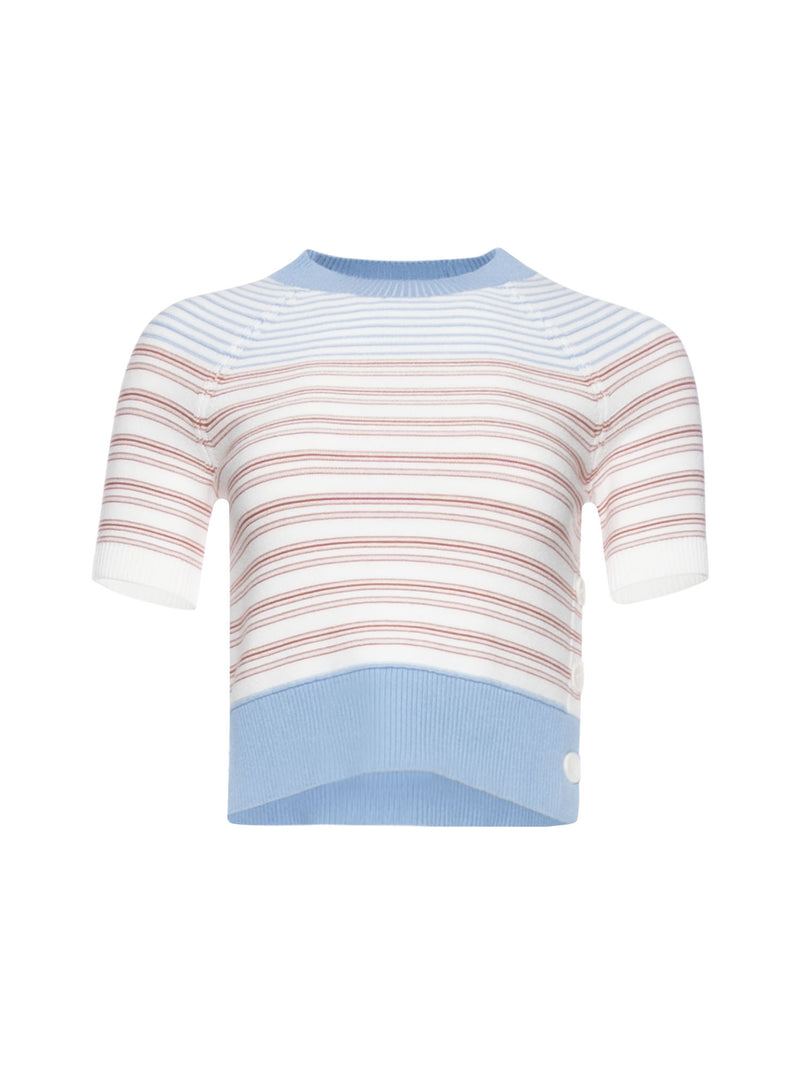 Derek Lam 10 Crosby Case Short Sleeve Stripped Sweater
