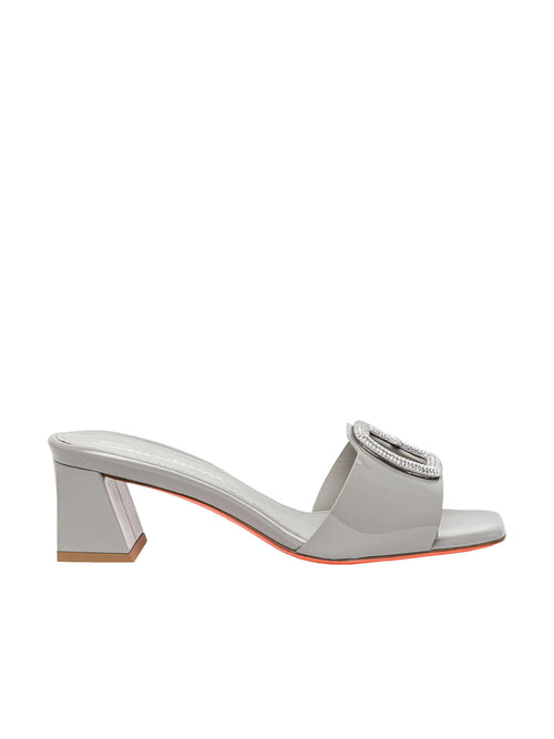 Santoni Marta Patent Crystal-Buckle Mules