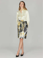 Mi Jong Lee Abstract Stretch Jacquard Pencil Skirt