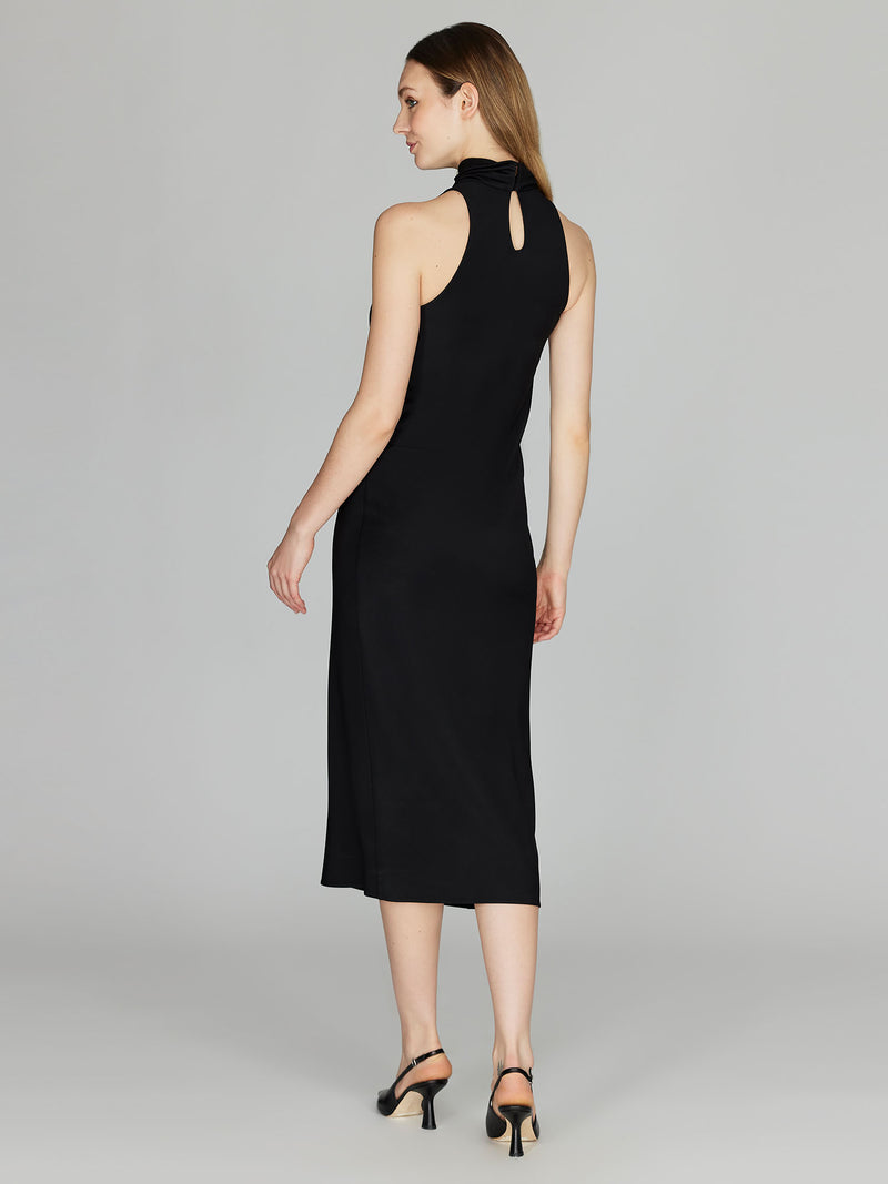 Mi Jong Lee Matte Jersey High Neck Cowl Dress
