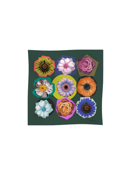 Cinzia Rocca Silk Twill Scarf with Floral Pattern